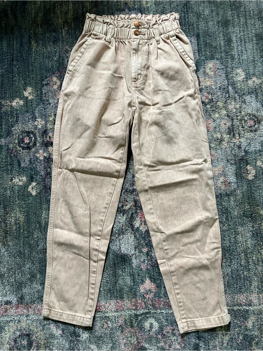 Universal Thread High-Rise Paperbag Waist Jeans in Light Taupe 00 Like New Cute!